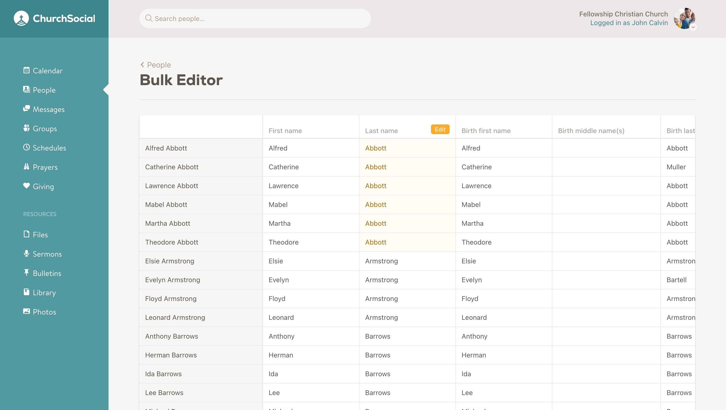 Screenshot of the bulk editor